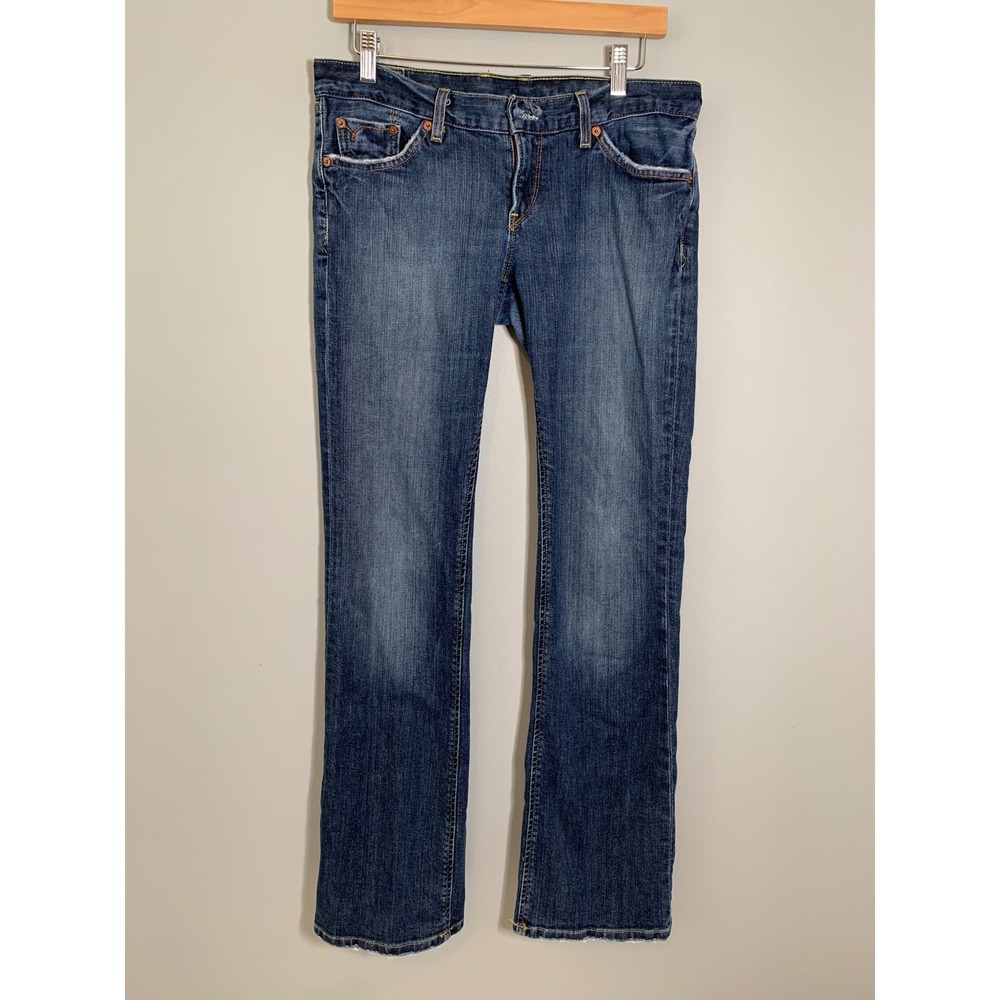 Lucky Brand Socialite Jeans Womens 8 Blue Embroidered Flap‎ Pocket Straight Leg